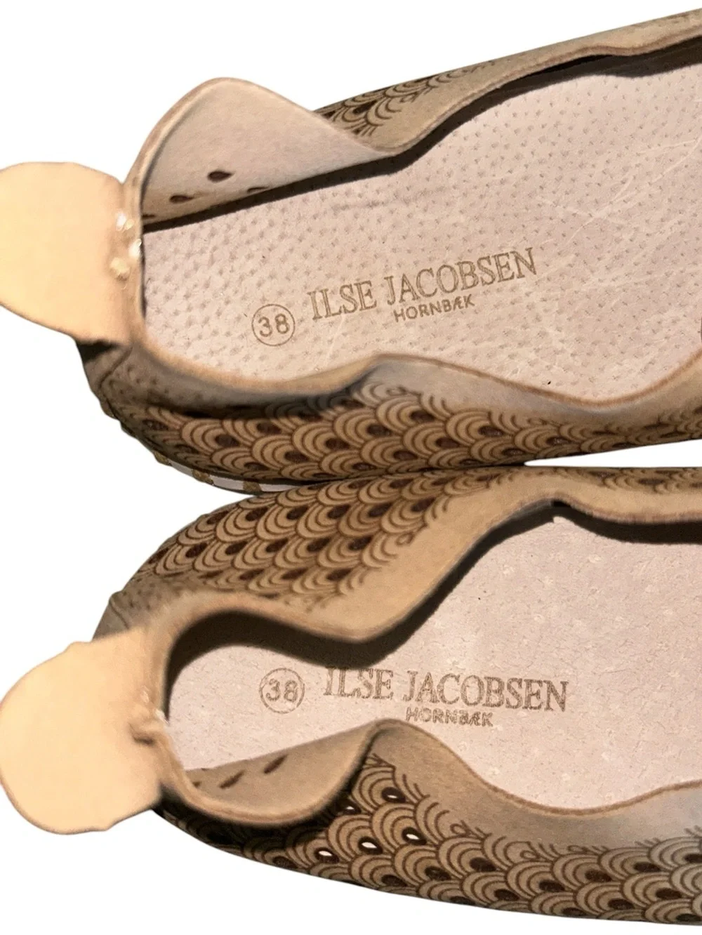 llse Jacobsen Tulip Tan Slip-On Perforated Leather Loafer Size EU 38 US 8